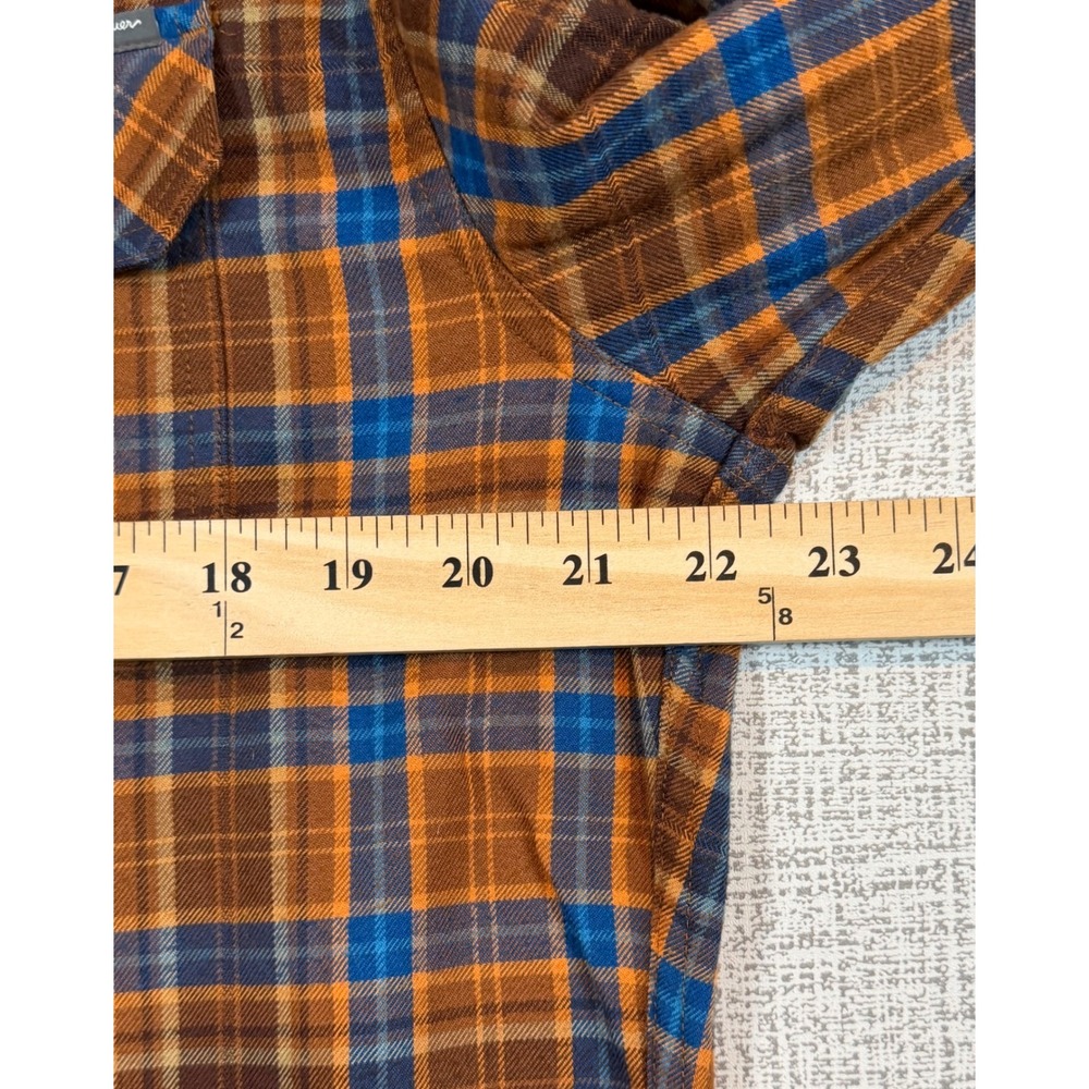 Eddie Bauer Mens Large Orange Plaid Mesh Back Hiking Button Down Shirt Gorpcore - Picture 7 of 8